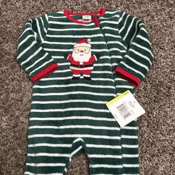 Little Me Size 3 Months Santa Striped Pajama - Picture 2 of 3